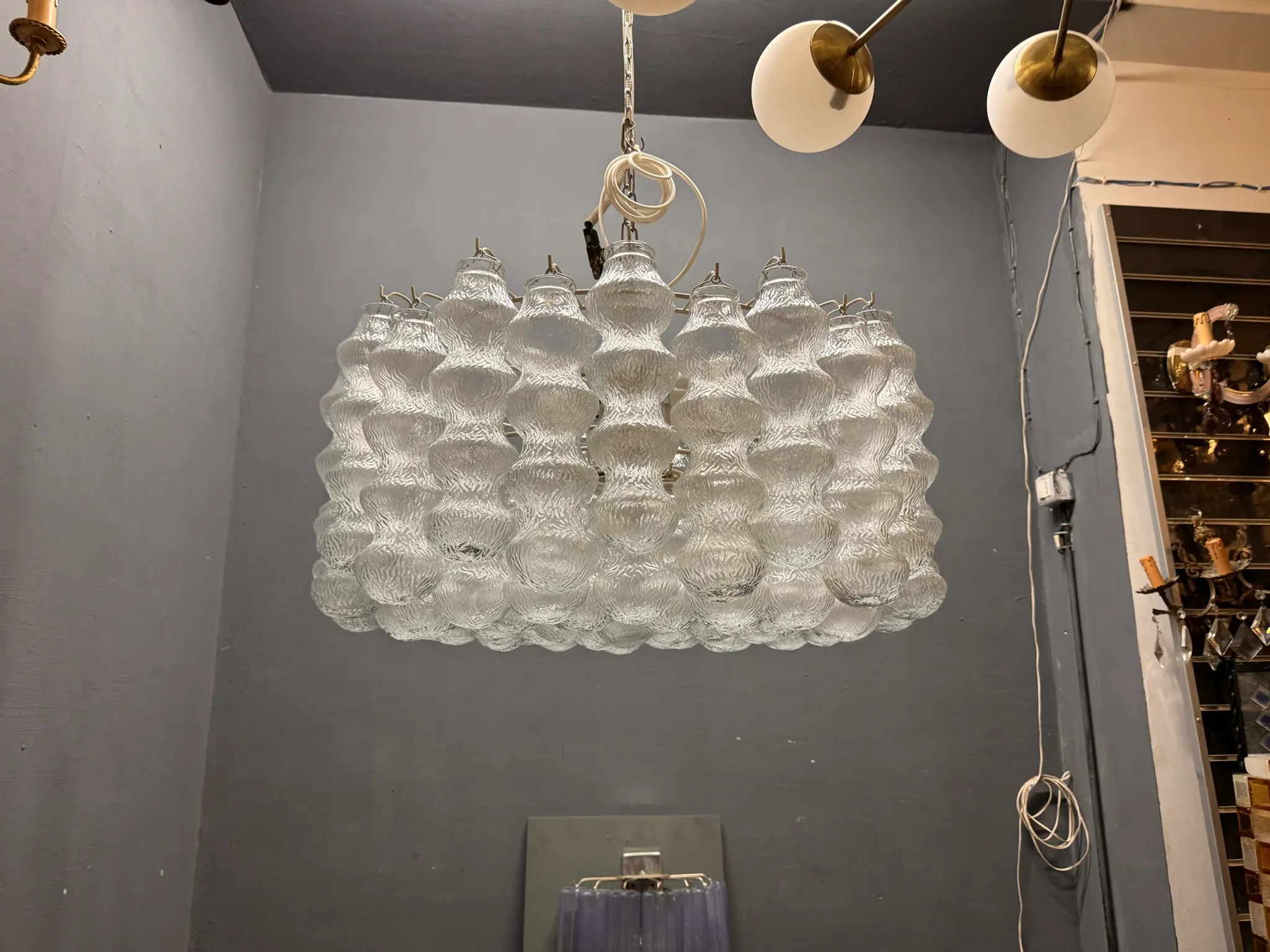 Large Murano Glass Bubble Chandelier 1980’s 11 Lights 