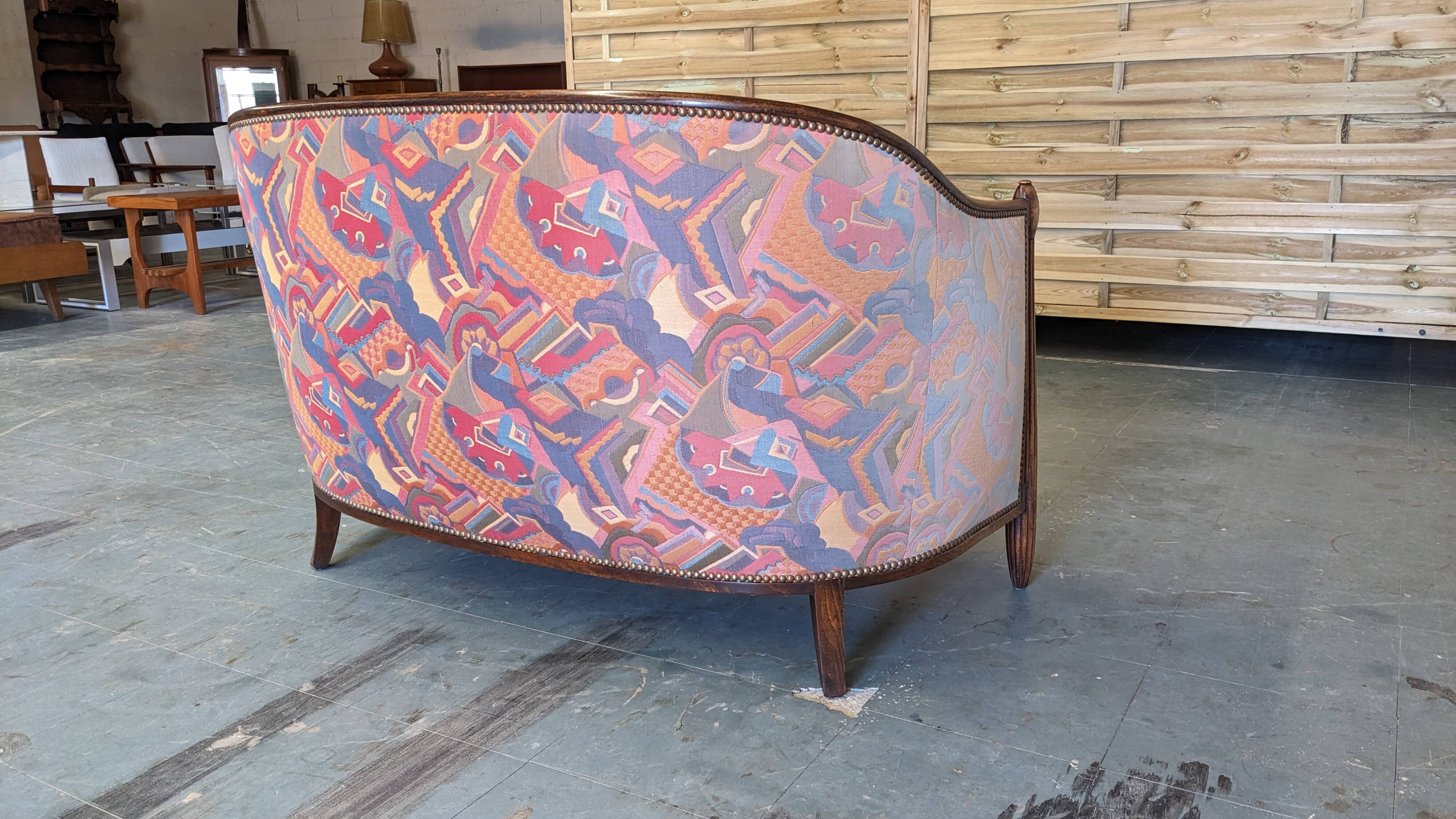 Gondola sofa or 2-seater banquette Art Deco, France circa 1920