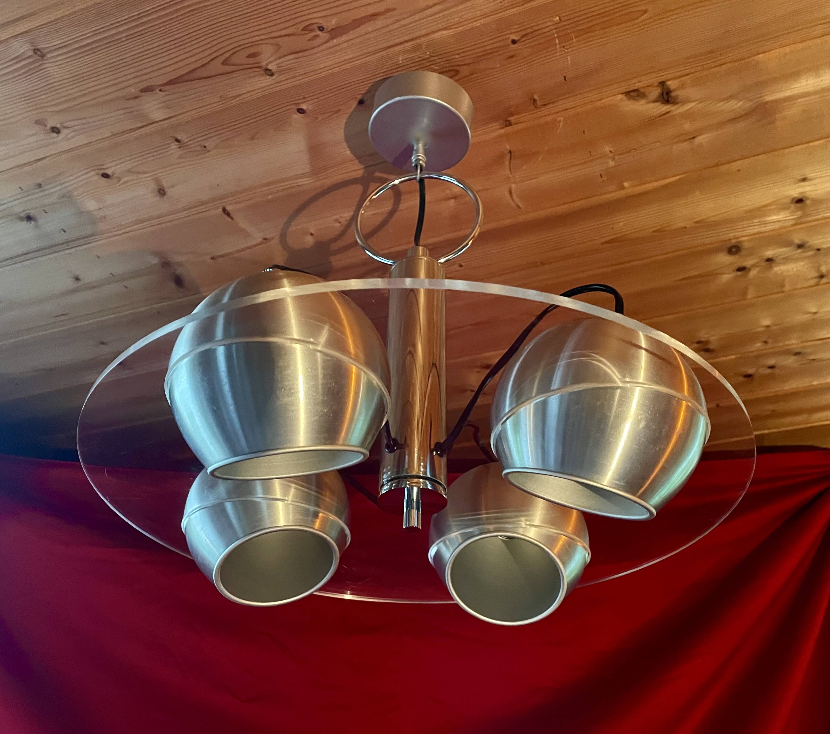 Lustre "RAAK", Plexiglas et Aluminium, Space Age, Année 70