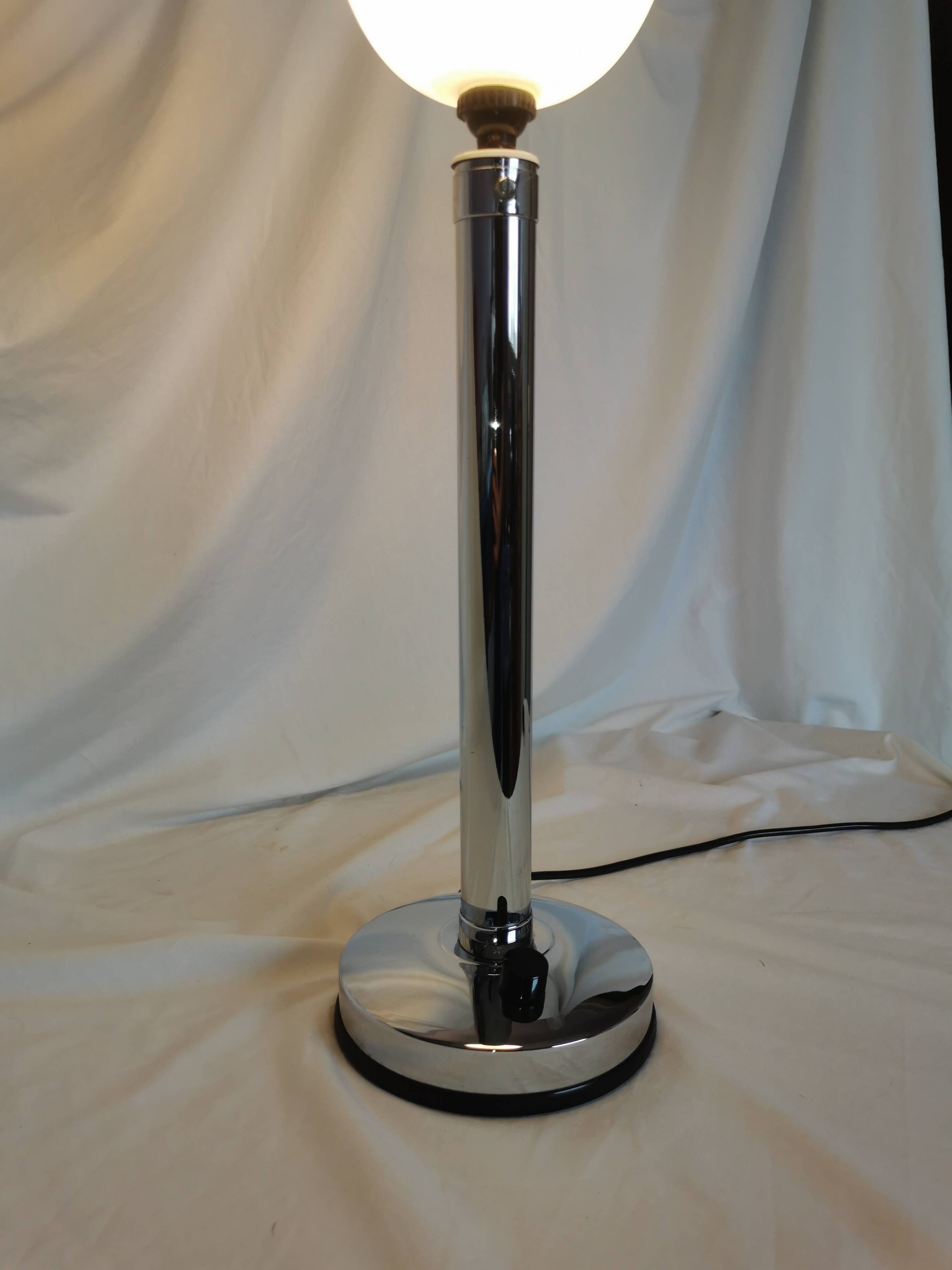 Large chrome and opaline lamp, Mazda and Ferdinand Solere, France, 1970