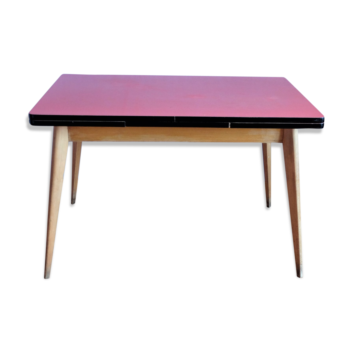 Table de cuisine dessus en formica rouge, 1950
