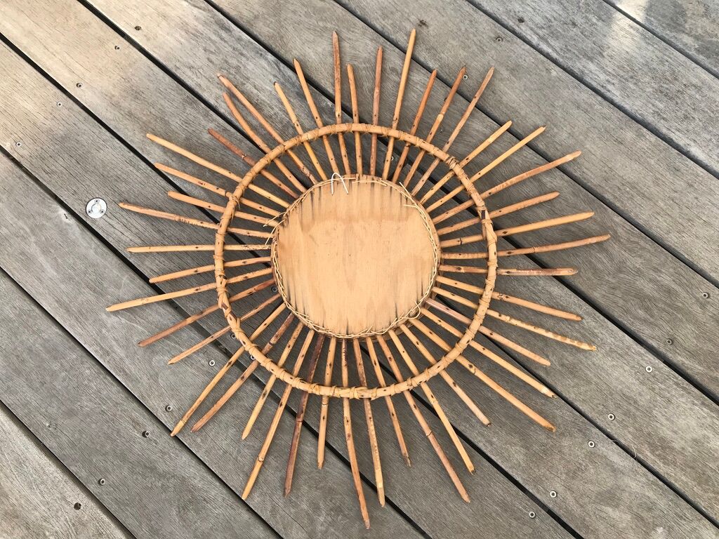 Miroir soleil rotin flammé 79cm