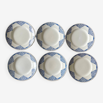 6 old earthenware dinner plates from Saint-Amand (North)