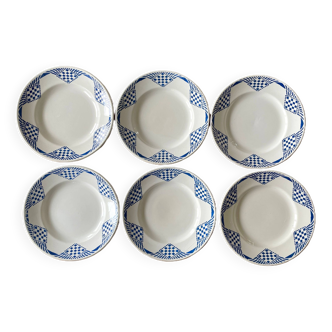 6 old earthenware dinner plates from Saint-Amand (North)