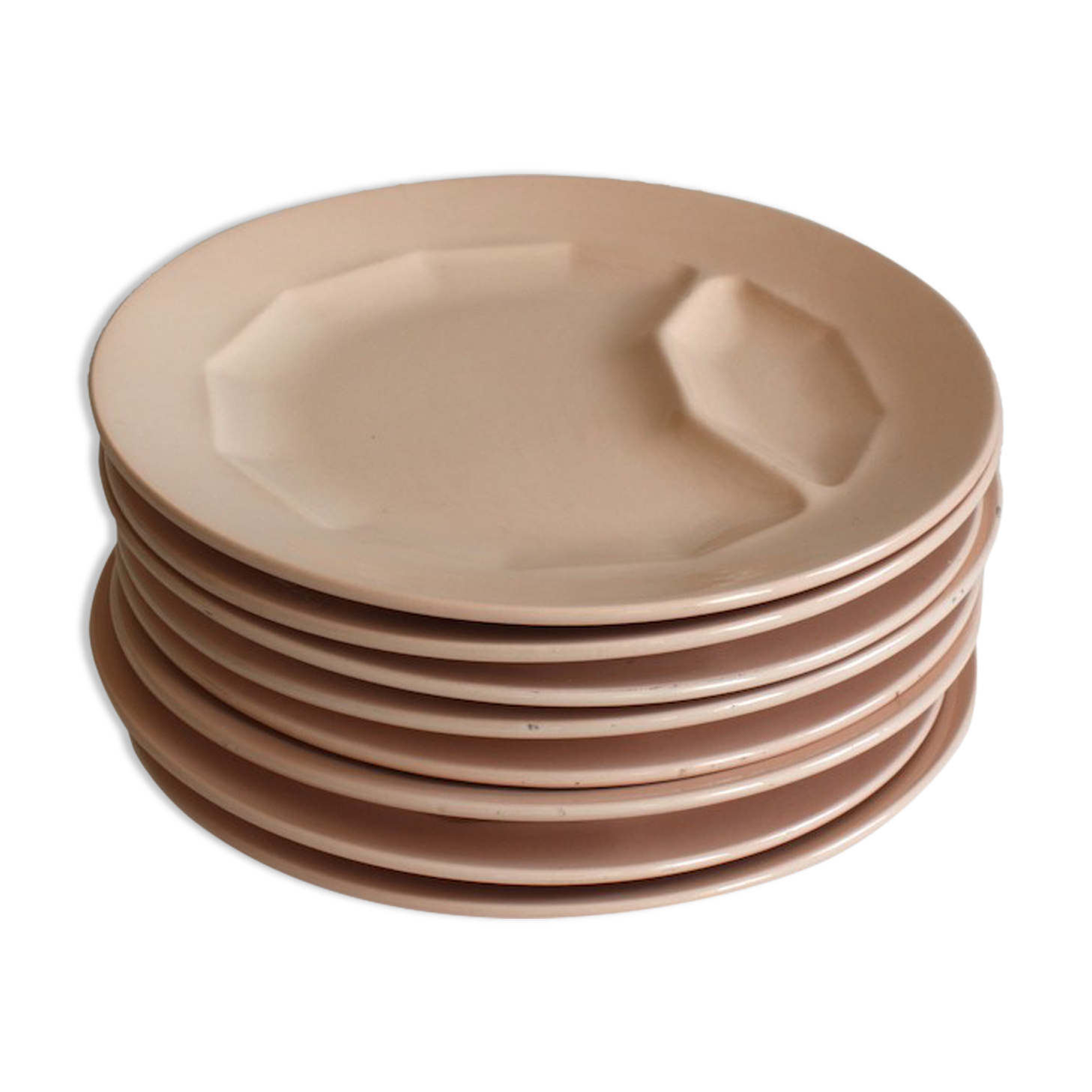 8 plates pink 50's Digoin
