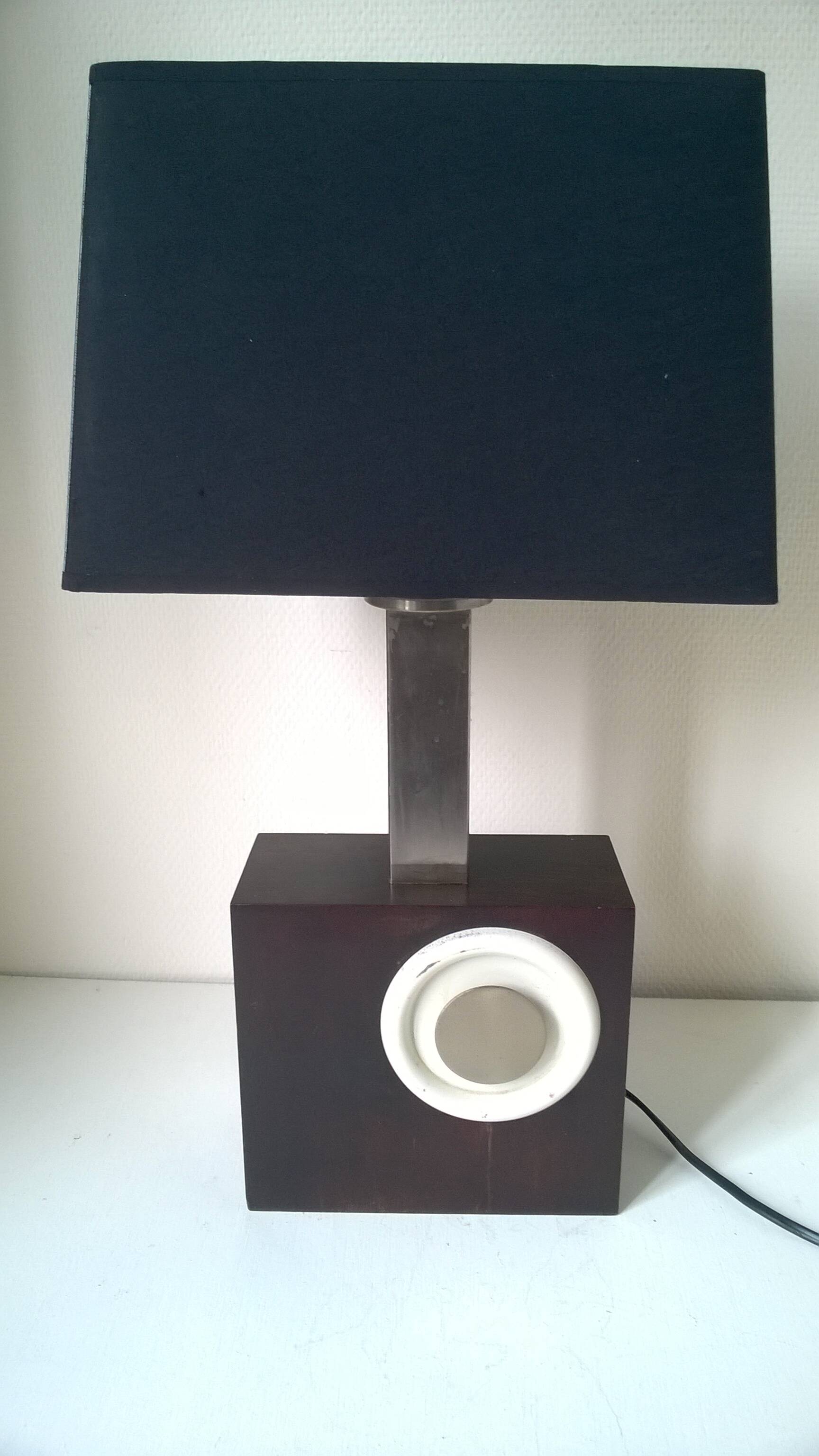 Vintage lamp in exotic wood and stainless steel c.1970