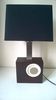 Lampe vintage en bois exotique et inox c.1970