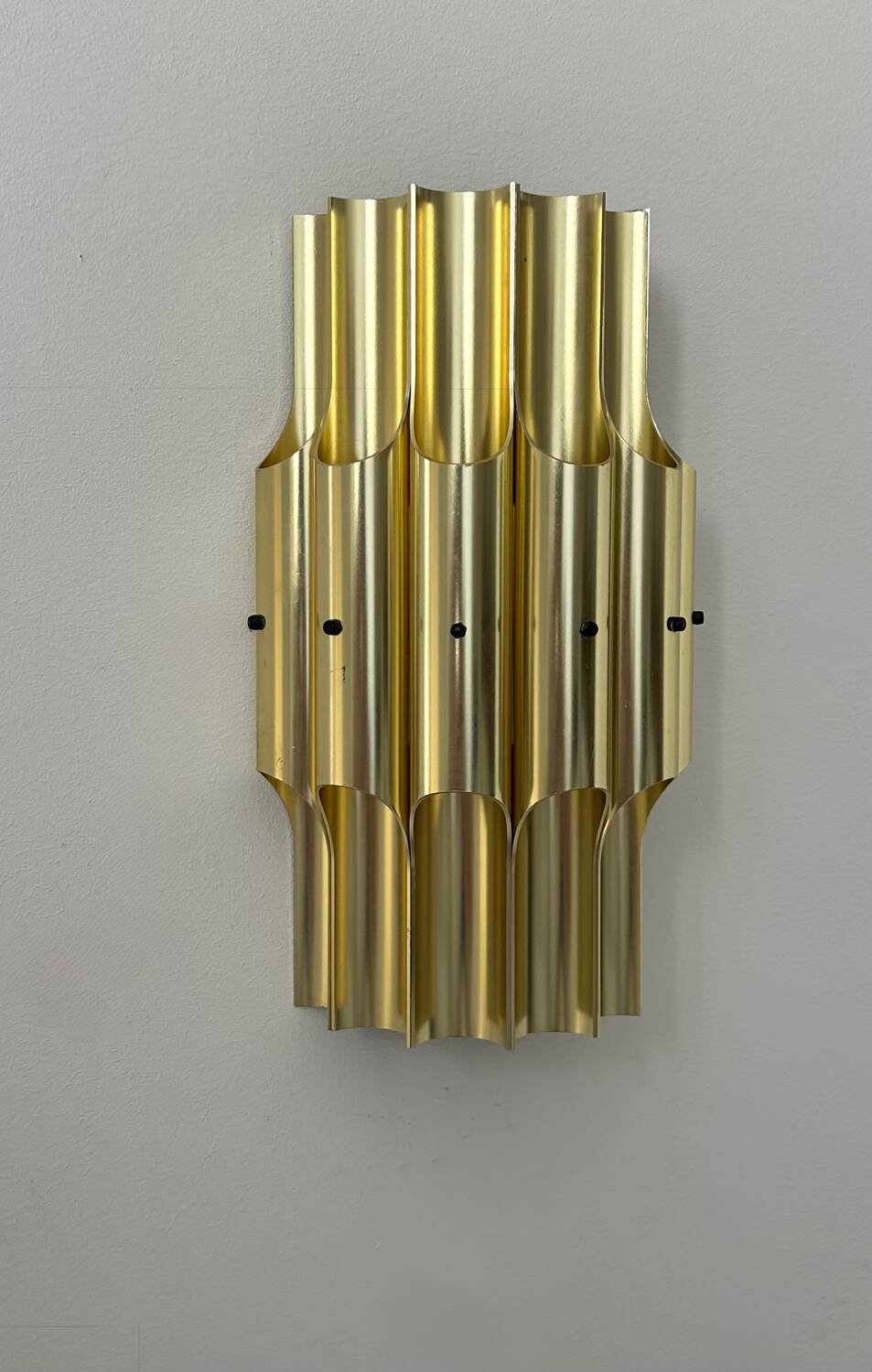 Vintage bent karlby "pan" wall lamp, brass, lyfa denmark 1960