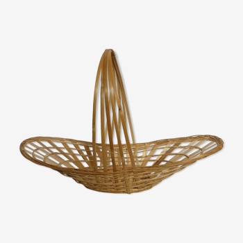 Rattan and wood basket