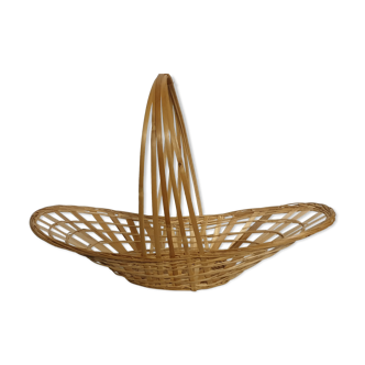 Rattan and wood basket
