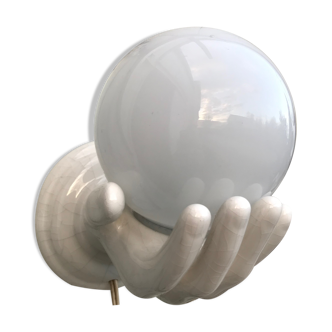 Hand-shaped ceramic wall light