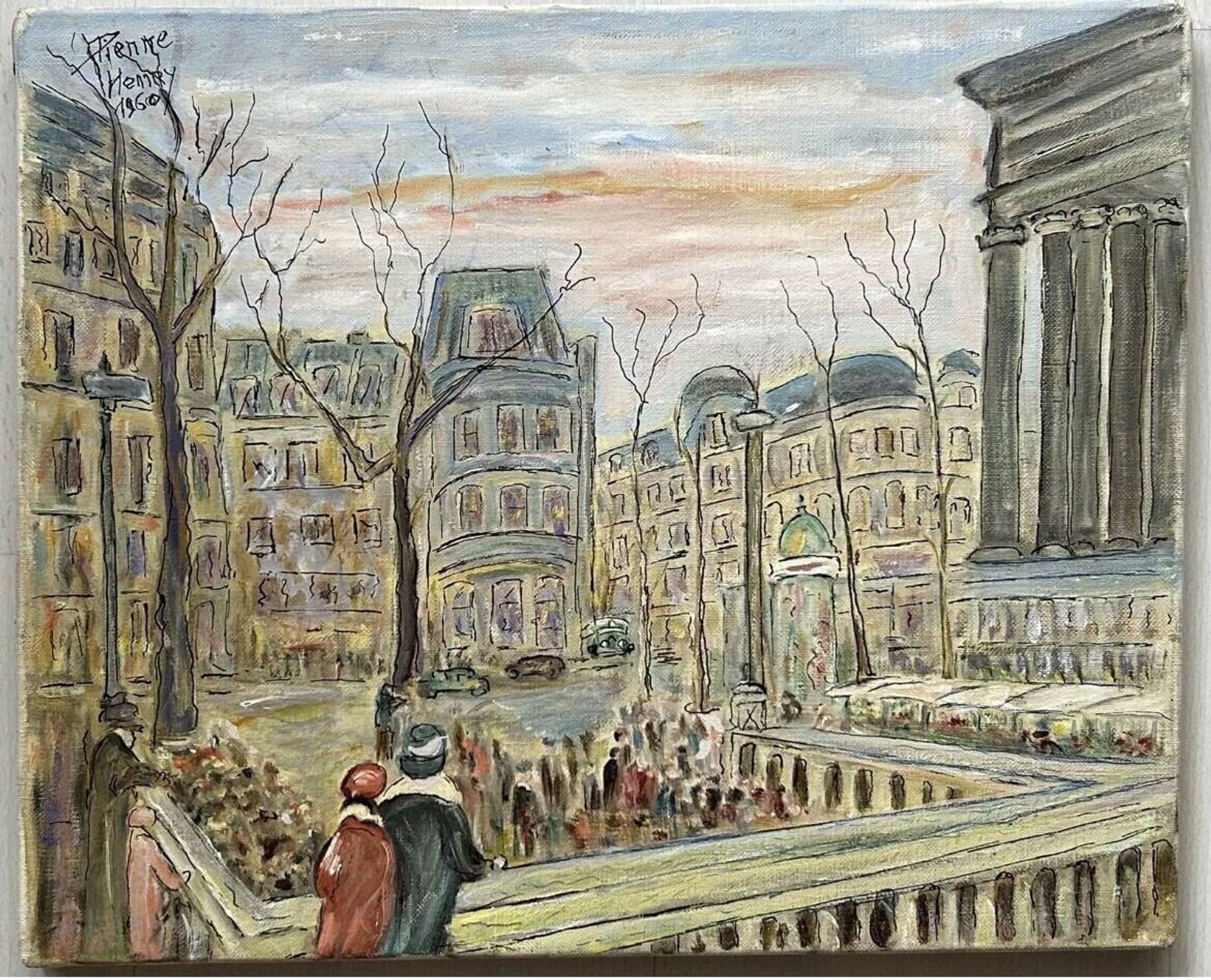 Vintage Mid-Century Caroline Bennett Paris Cityscape Scene Oil Painting