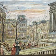 Vintage Mid-Century Caroline Bennett Paris Cityscape Scene Oil Painting