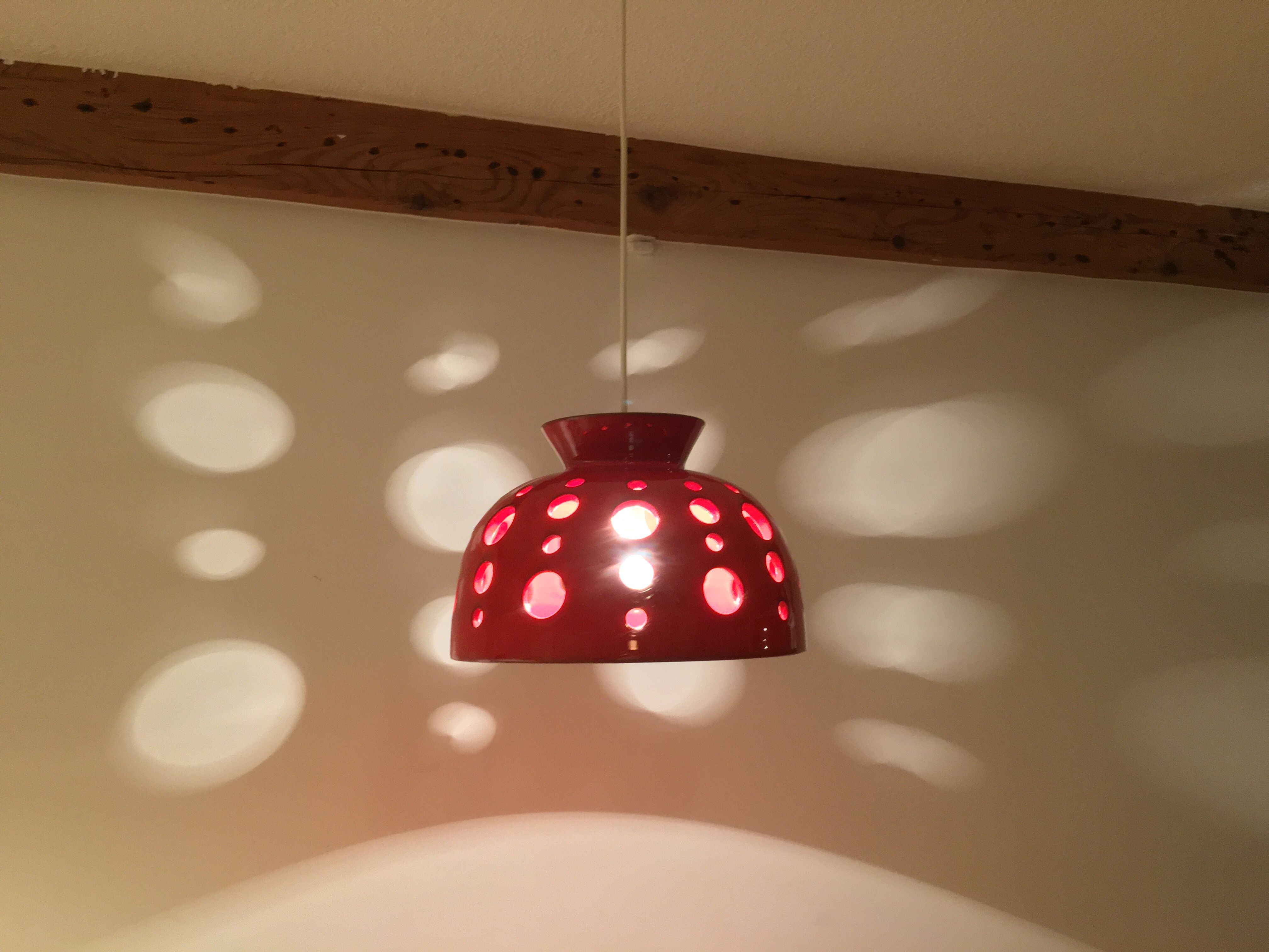 Ceramic hanging space age 70s, orange by Paul Badié