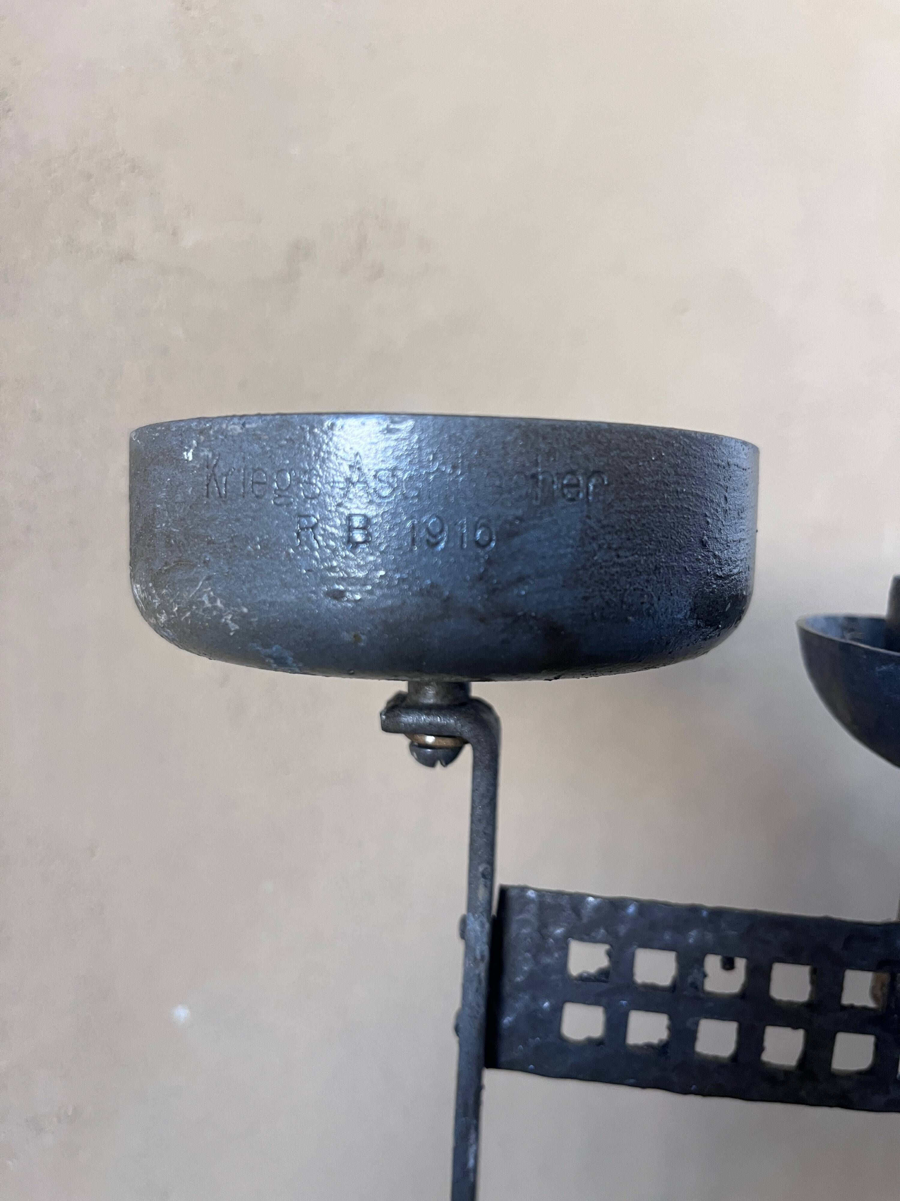 German smoker's accessory holder in wrought iron, 1916