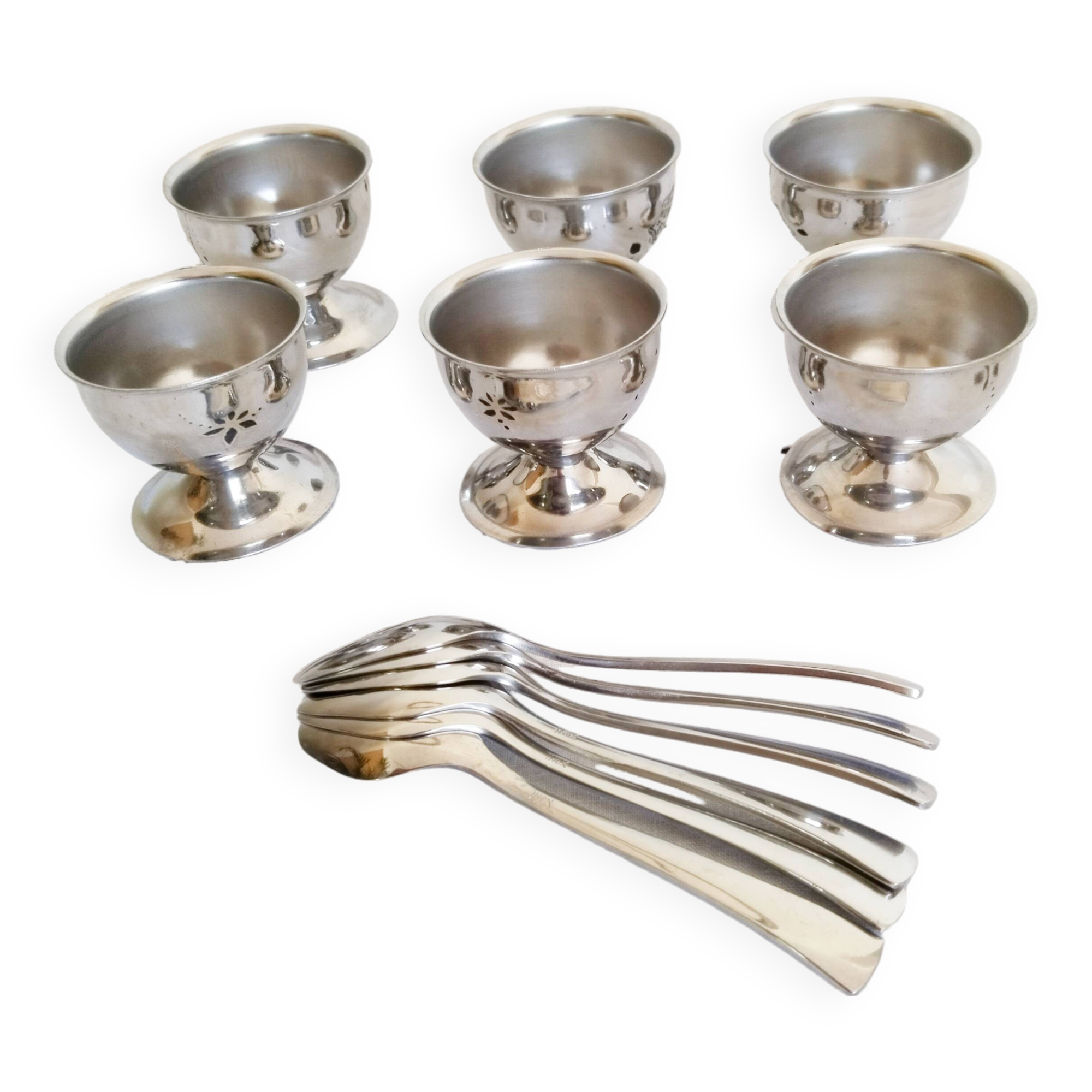 Guy Degrenne egg cups, 18/10 stainless steel