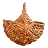 Small old basket with floral fabric interior