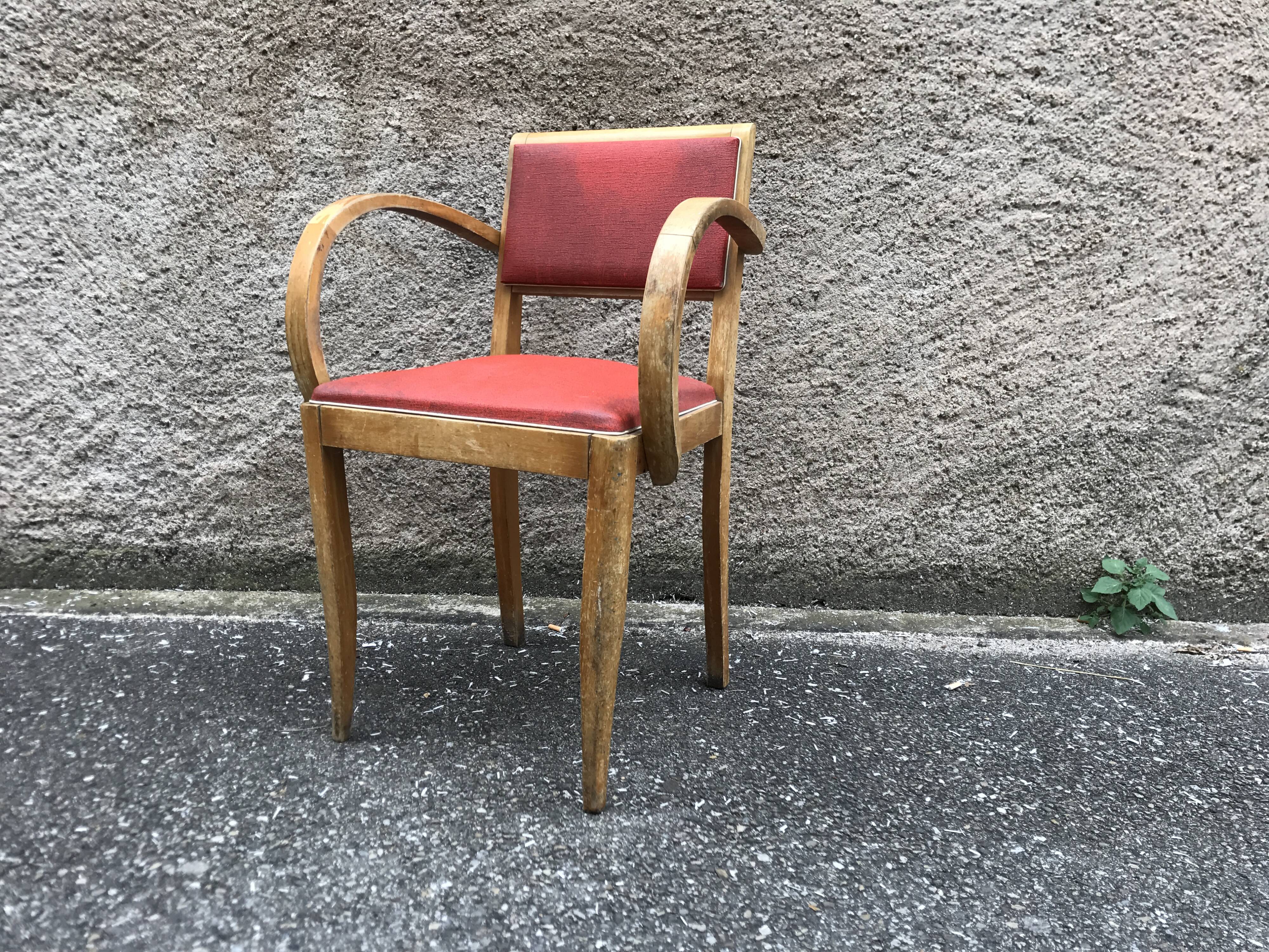 Chair bridge beech wood ska red 1950 vintage