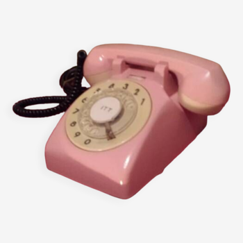 Téléphone rose vintage ,  manuel a cadran , fixe couleurs disponible