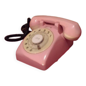 Téléphone rose vintage ,  manuel a cadran , fixe couleurs disponible