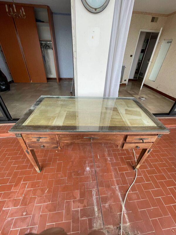Bureau plat administratif double face en chêne