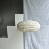 Suspension in rattan and natural japanese linen lantern shape h70 d50