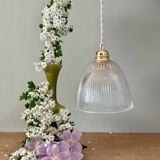 Vintage tulip pendant light in ribbed glass