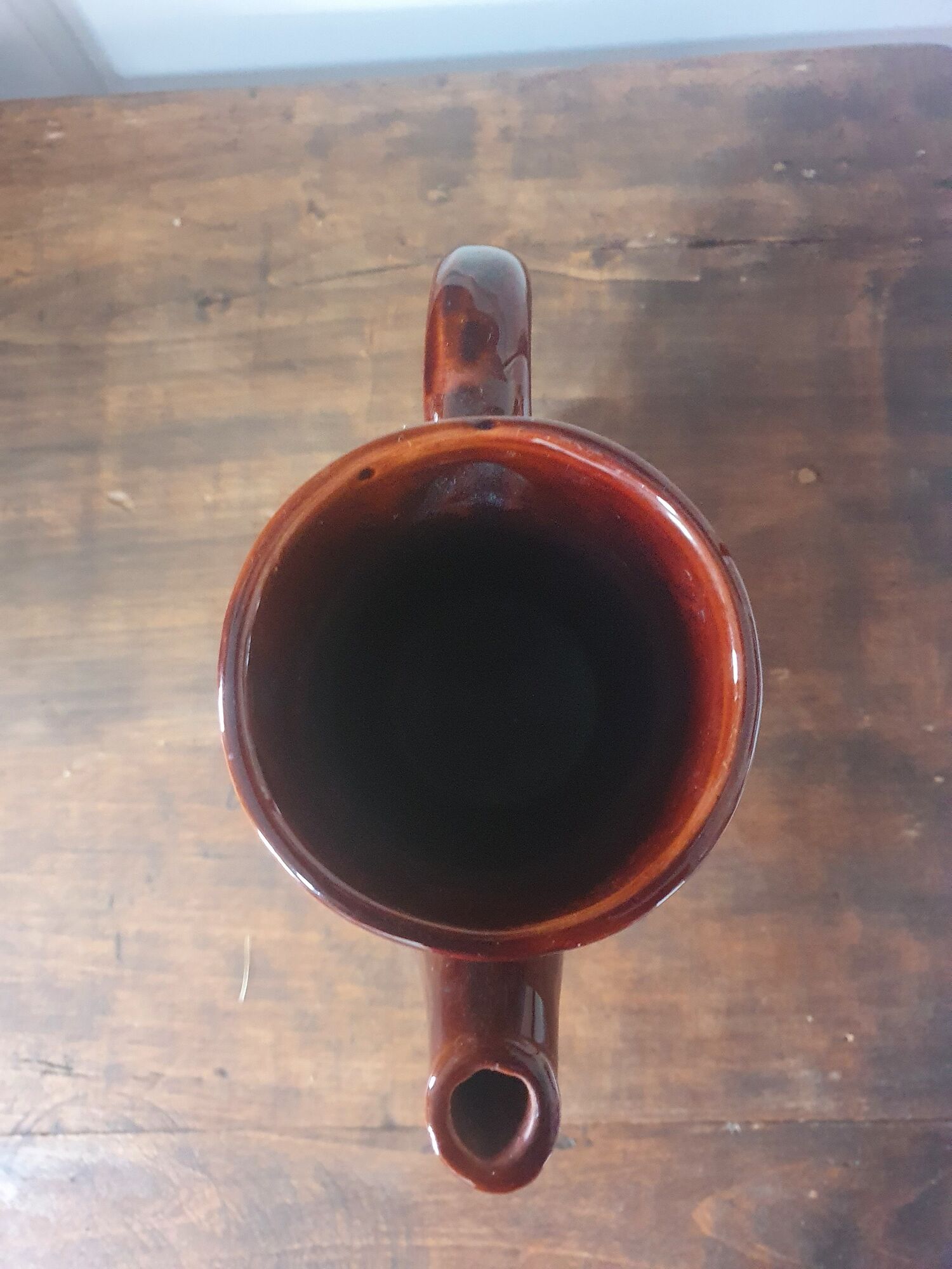 vintage broc pitcher in orange brown ceramic vallauris 20cm high