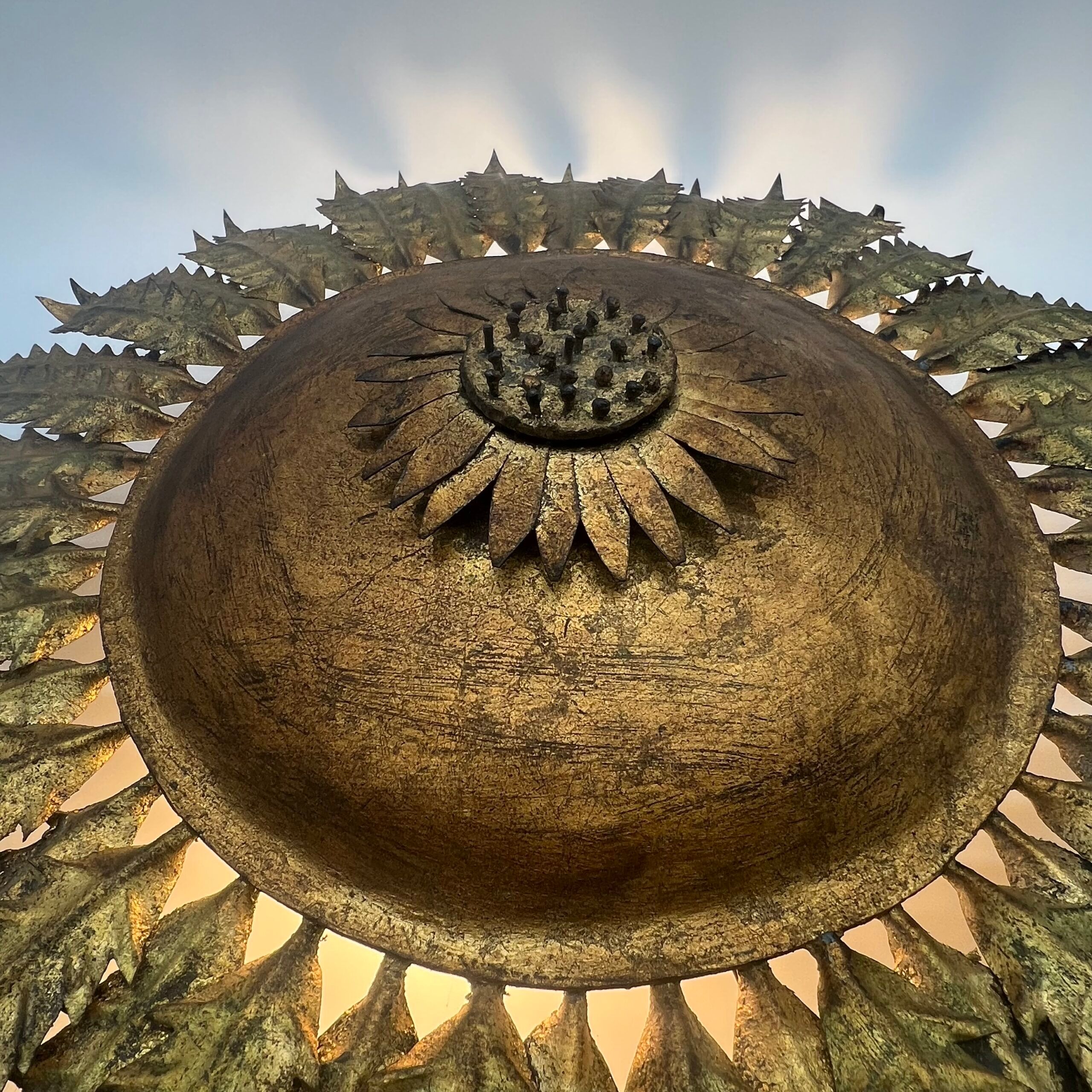 Large wall sconce "Sol" in gilded wrought iron – Spain, 1950s