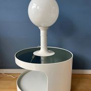 White Space Age table lamp Woja Holland with opal glass shade