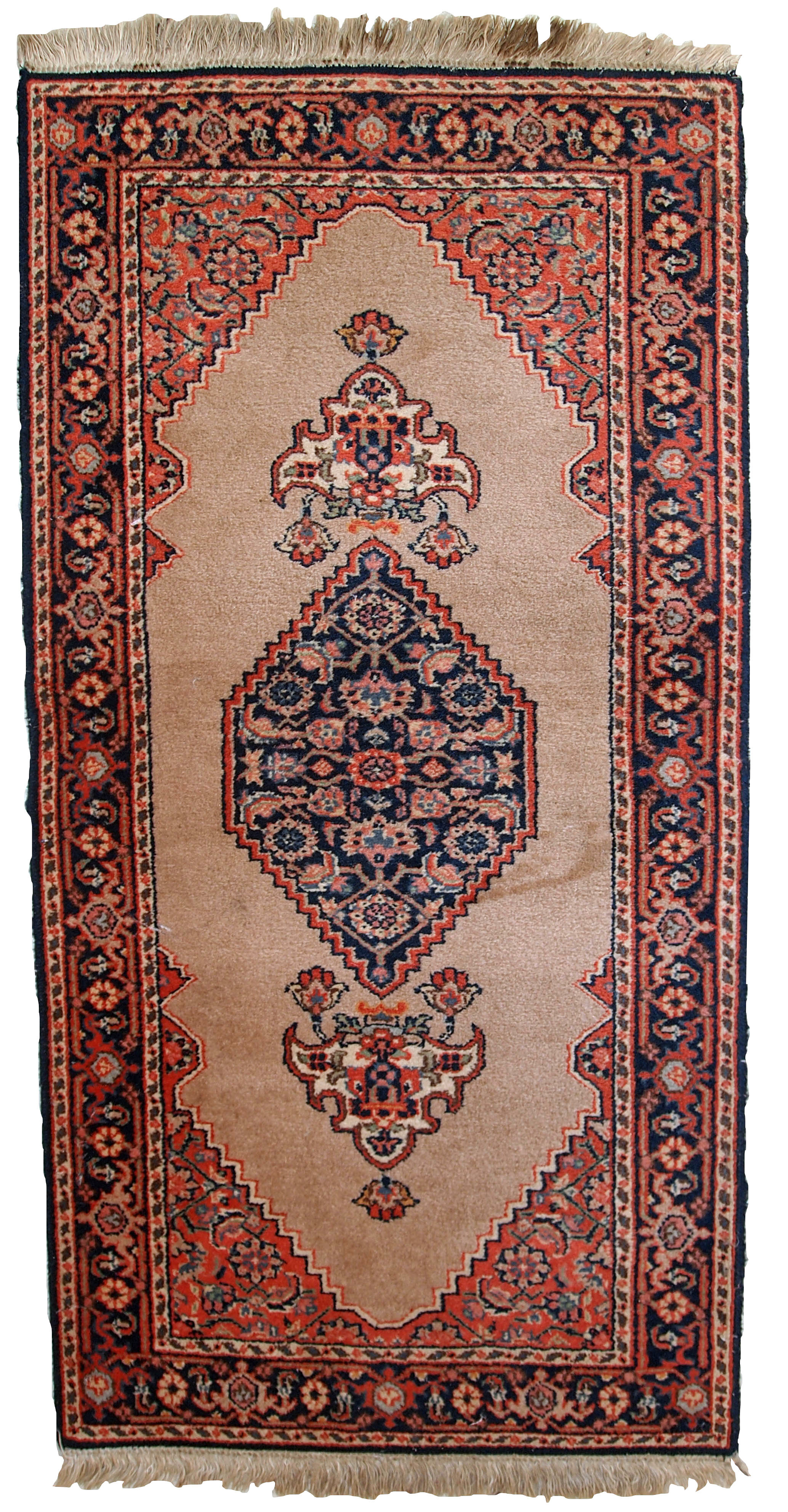Vintage Indian Carpet Tabriiz handmade 60cm x 118cm 1960s, 1C729