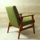 Fauteuil scandinave boucle eucalyptus vert oryginal model 1970 rénové chaise de salon moderne design milieu du siècle