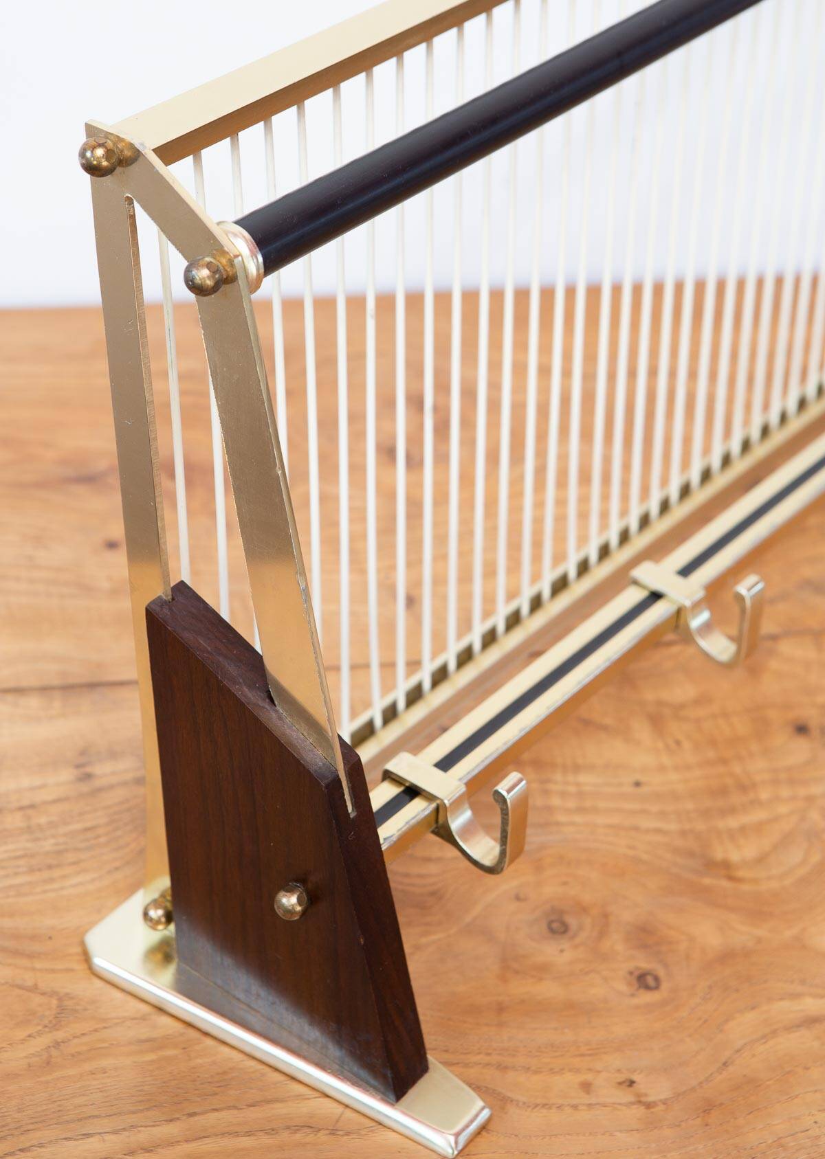 50s wall coat rack in wood and metal