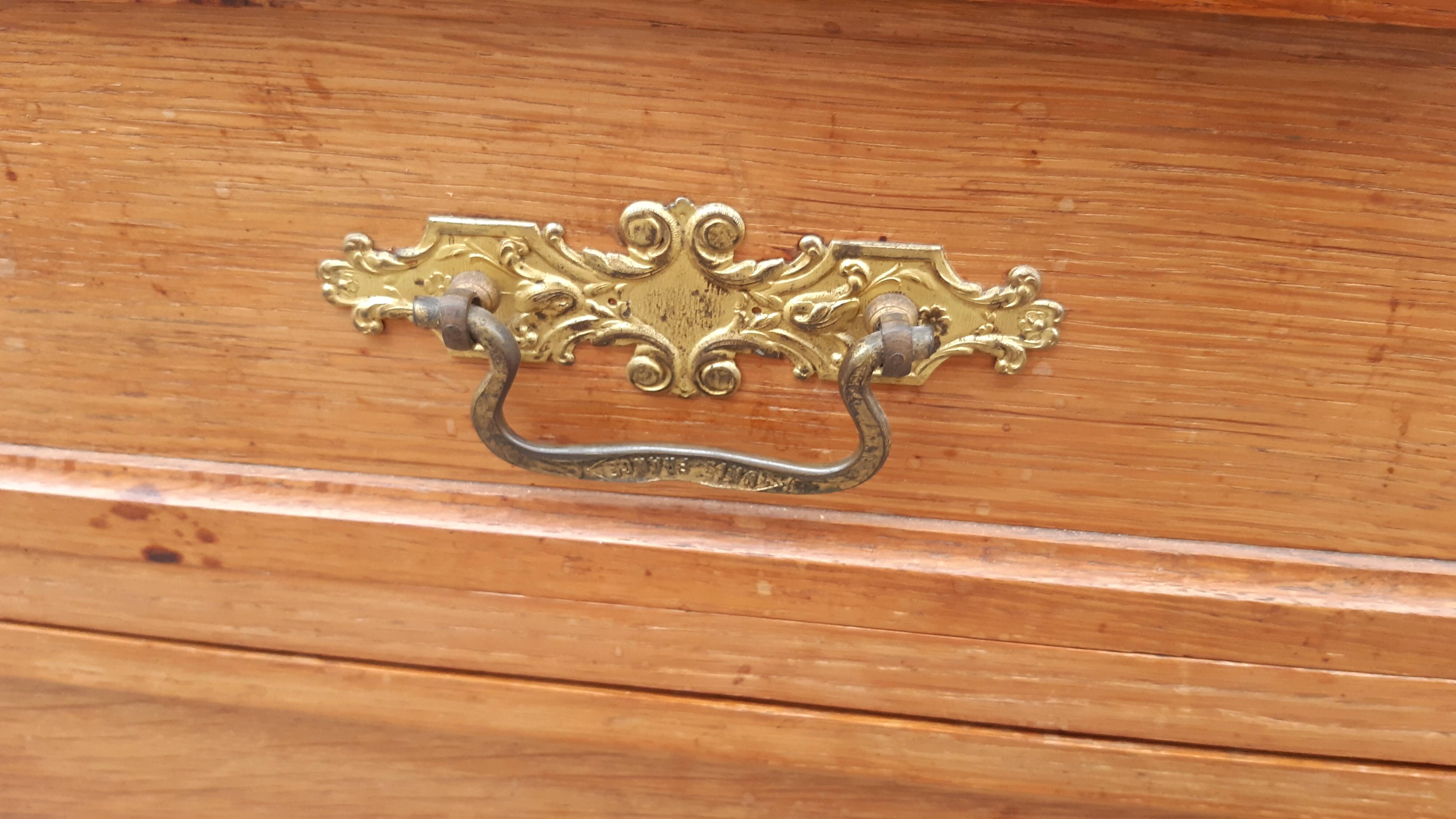 Oak and marble chest of drawers