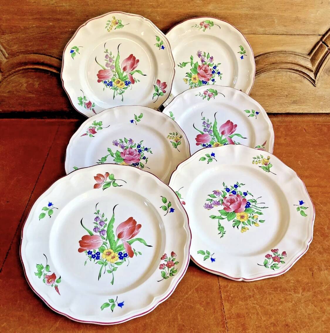 6 old Luneville flat plates, Réverbère model