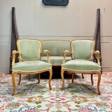 Louis XV Style Natural Wood Living Room, 19th Century