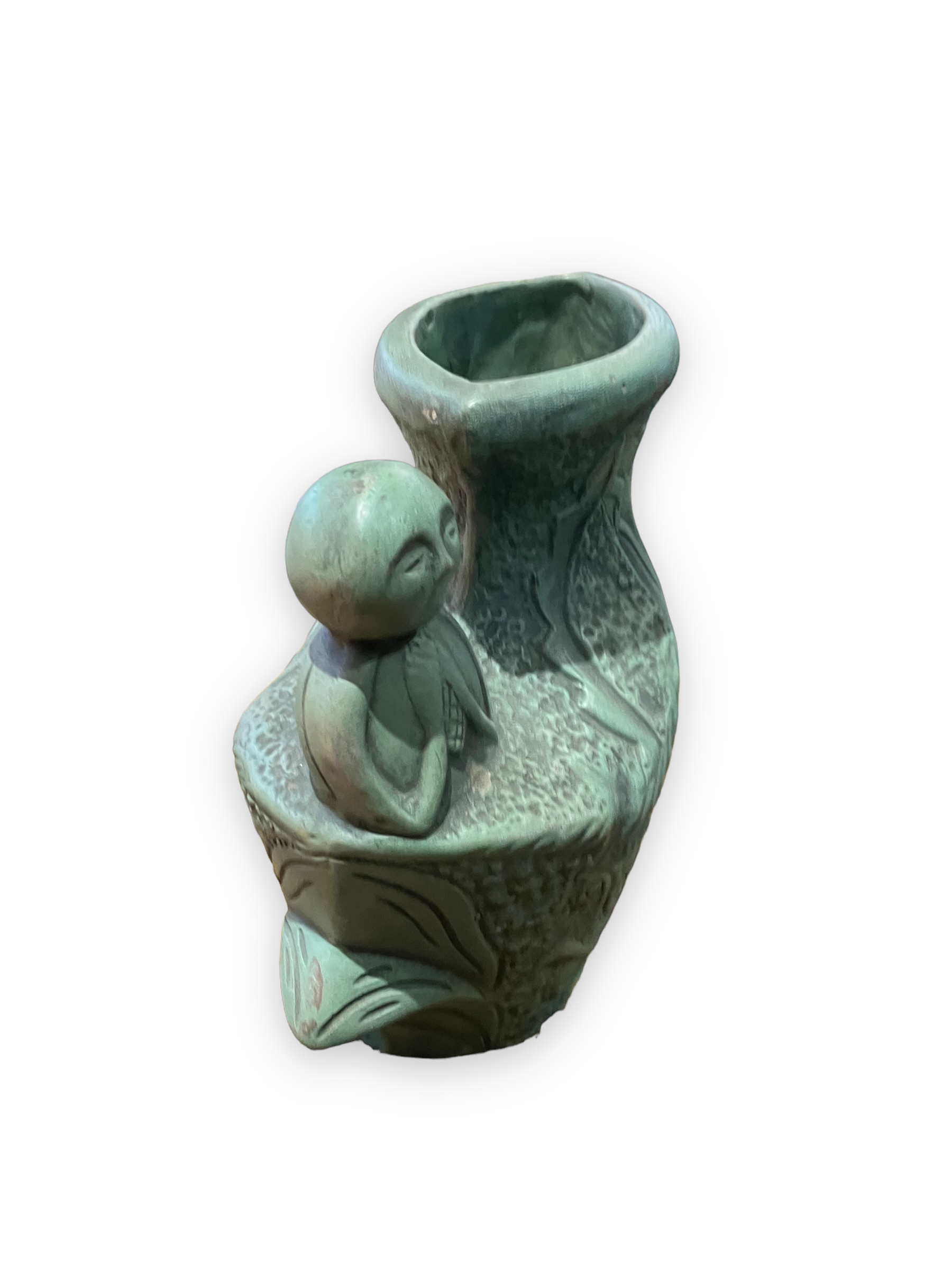 Ethnic anthropomorphic vase in patinated terracotta