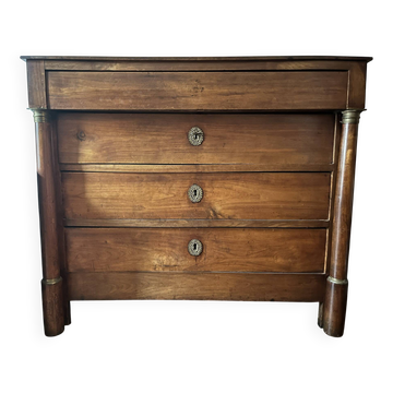 Empire/Restoration period commode in cherry wood — detached columns