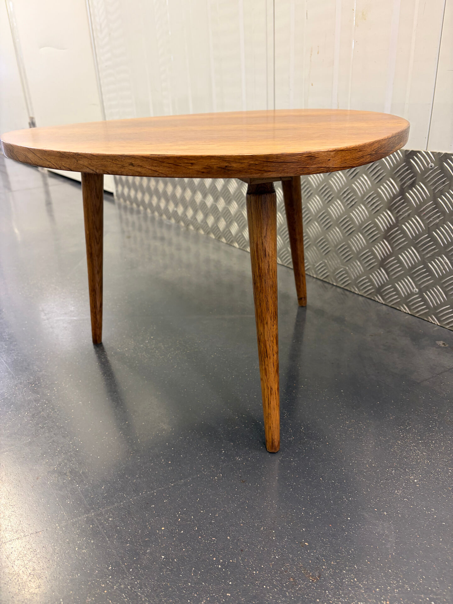 1950s natural oak tripod coffee table