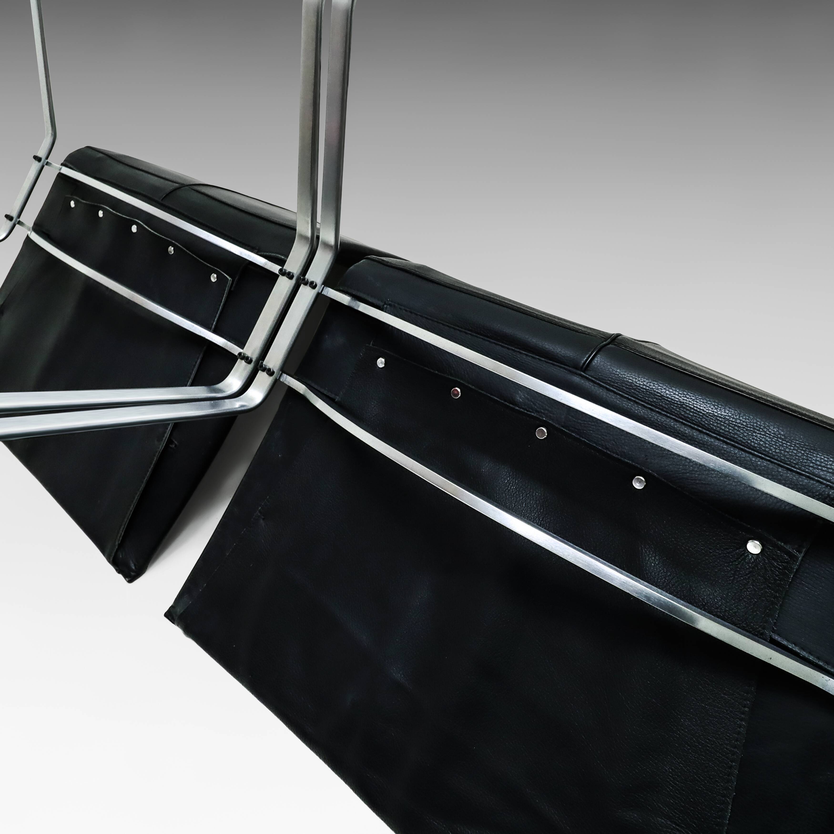 Black Leather Vintage Poul Kjaerholm PK22s for E. Kold Christensen 1960s