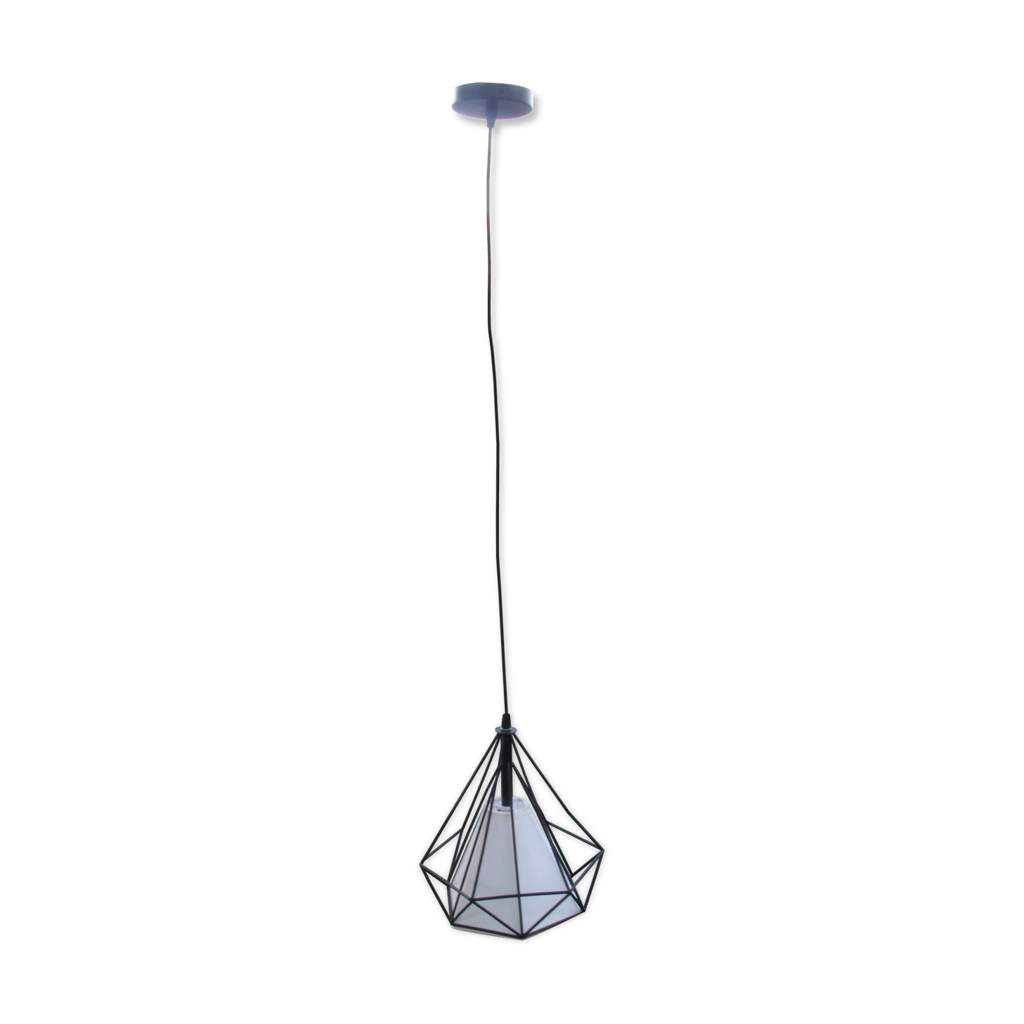 Black metal suspension with white blind