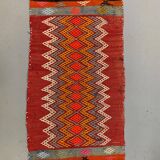 Vintage Turkish Mini Kilim 92x50 cm Wool Small Kelim Runner, shabby Chic