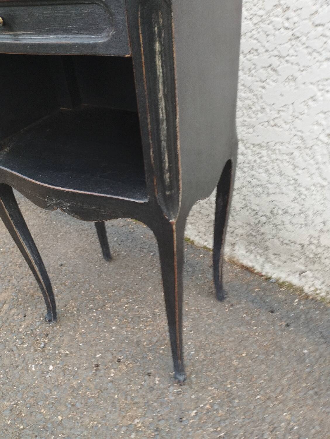Black patinated 1-drawer bedside table