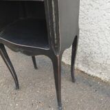 Black patinated 1-drawer bedside table