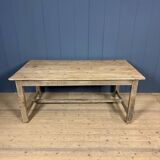 French farmhouse dining table with pine top and oak base