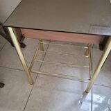 Golden bedside table with mirrored top