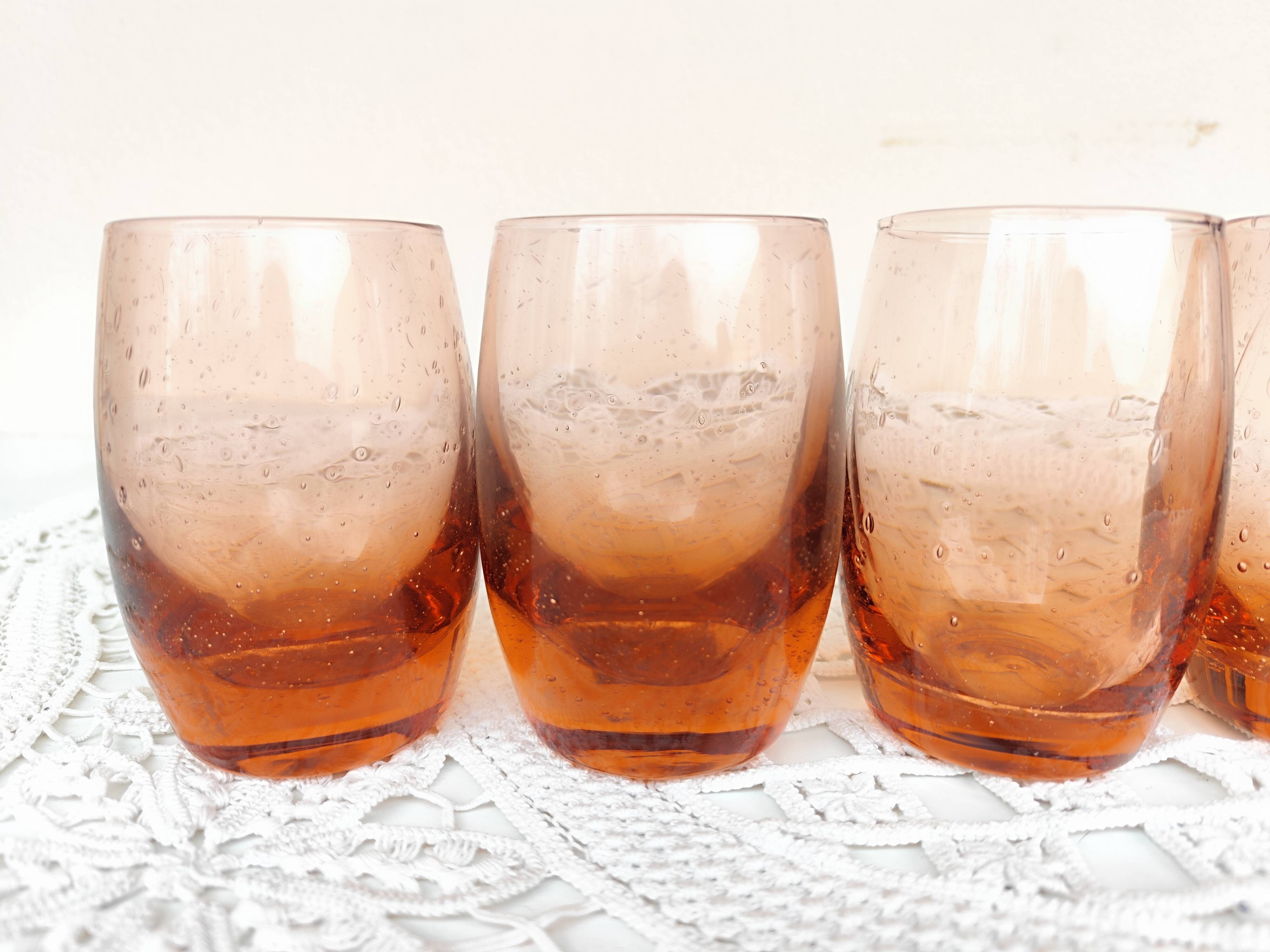 Handmade pink soufflé glasses