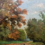 HSP painting "Treed path in the undergrowth" signed J. Manheimer 1918