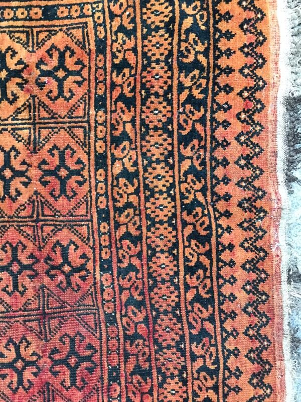 Carpet vintage made afghan turkmen hand 105 x 152 cm