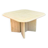 Square Travertine Coffee Table with Rounded Corners, Italy, 1970s